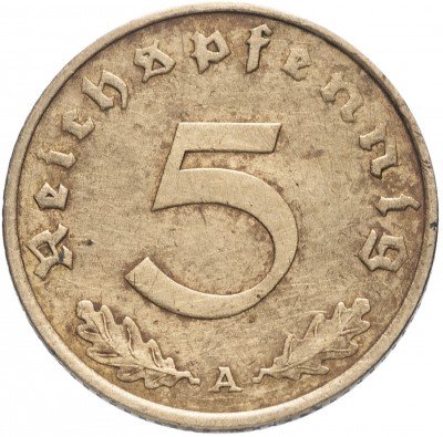 купить Фашистская Германия Третий Рейх 5 рейхспфеннигов 1937(А)