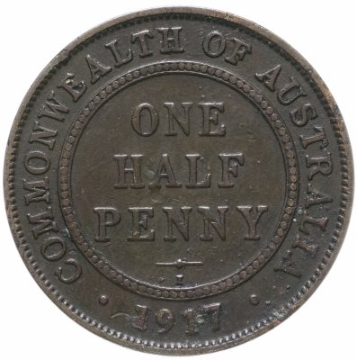 купить Австралия 1/2 пенни (penny) 1917