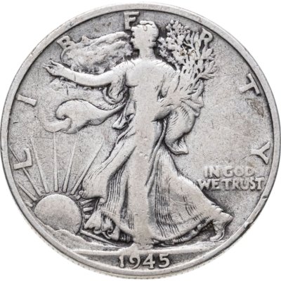 купить США 50 центов 1945 Walking Liberty Half Dollar знак монетного двора: "S" - Сан-Франциско