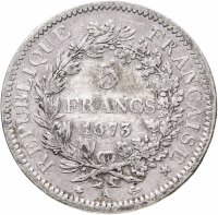 купить Франция 5 франков 1873 (А) "Геркулес"