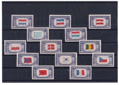 купить Набор марок США 1943 "Флаги Коалиции подвергшихся агрессии" (13 марок)