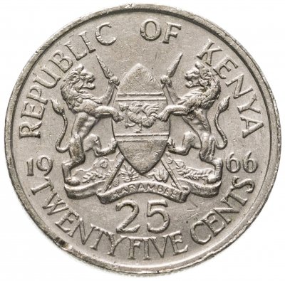 купить Кения 25 центов (cents) 1966