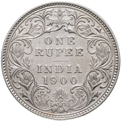 купить Британская Индия 1 рупия (rupee) 1900 знак монетного двора: "B" - Бомбей