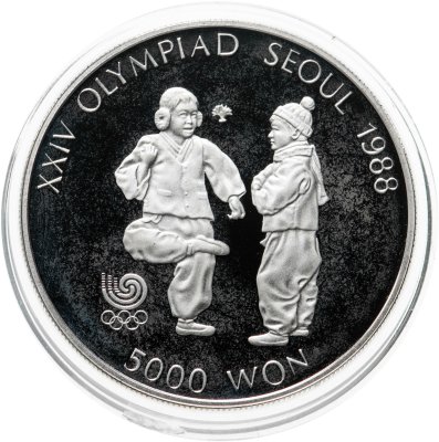 купить Южная Корея 5000 вон 1987 "XXIV Летние Олимпийские Игры, Сеул 1988 - Чеги Чаги"