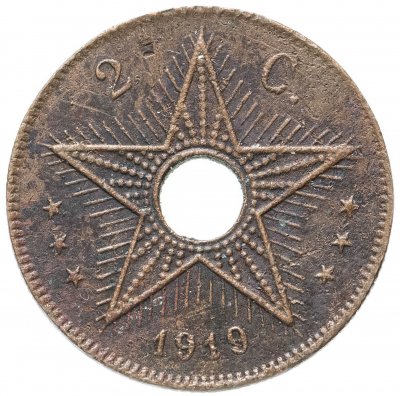 купить Бельгийское Конго 2 сантима (centimes) 1919