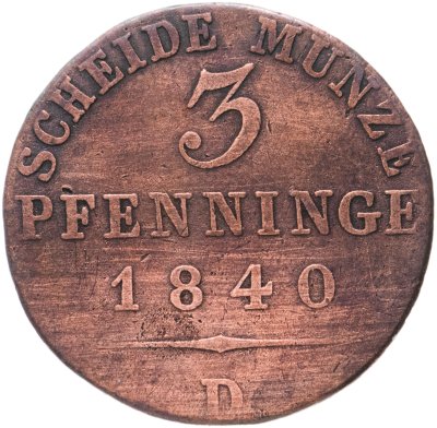 купить Германия, Пруссия 3 пфеннига 1840