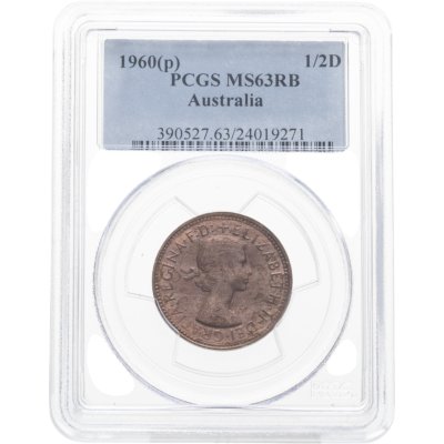 купить Австралия 1/2 пенни 1960 (Елизавета II) в слабе PCGS MS63RB