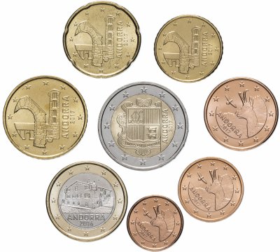 купить Андорра полный набор евро для обращения 2016-2019 (8 штук, UNC)