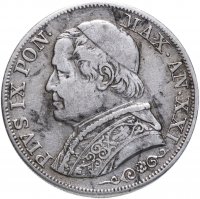 купить Папская область 1 лира (lira) 1866 Надпись "PIVS IX PON." на аверсе