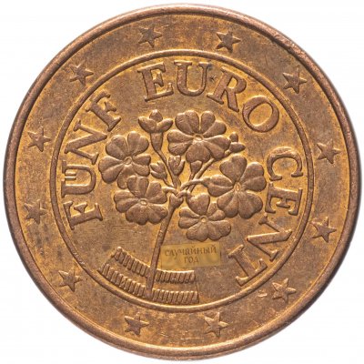 купить Австрия 5 евро центов (euro cent) 2002-2021, случайная дата