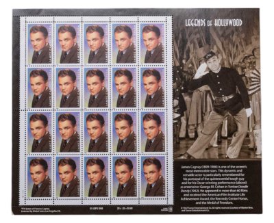 купить США марки квартблок "Легенды Голливуда. Джеймс Кэгни"