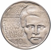 купить Польша 10 злотых (zlotych) 1967 100 лет со дня рождения Марии Склодовской-Кюри