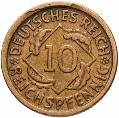купить Германия 10 рейхспфеннигов (reichspfennig) 1925 знак монетного двора "D" — Мюнхен