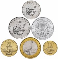 Купить Джибути набор монет 1991-2013 (6 штук, UNC) Животные