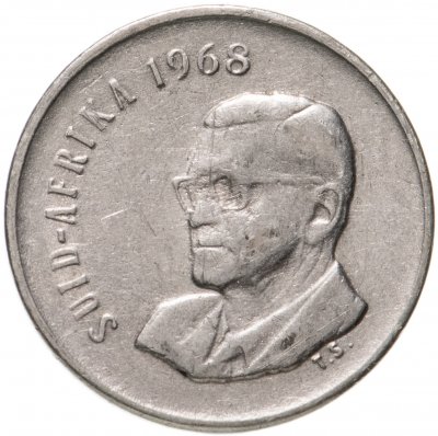 купить ЮАР 5 центов (cents) 1968 "Окончание президентства Чарльза Сварта /SUID-AFRIKA/"