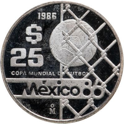 купить Мексика 25 песо (pesos) 1985 "Чемпионат мира по футболу 1986 - Мяч в воротах"