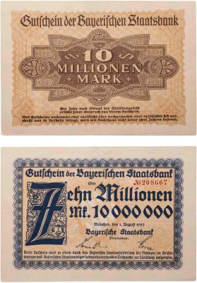 купить Германия 10000000 марок 1923 года