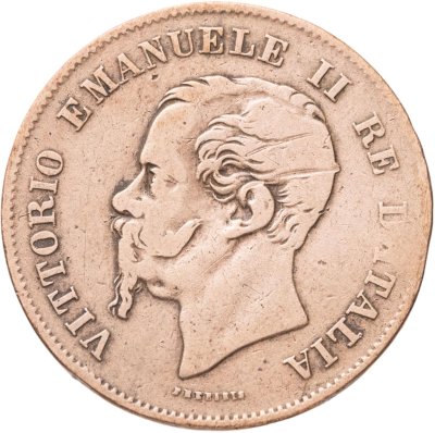 купить Италия 5 чентезимо (centesimi) 1861 M знак монетного двора: "M" - Милан