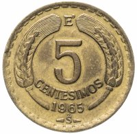 Купить Чили 5 сентесимо (centesimos) 1965