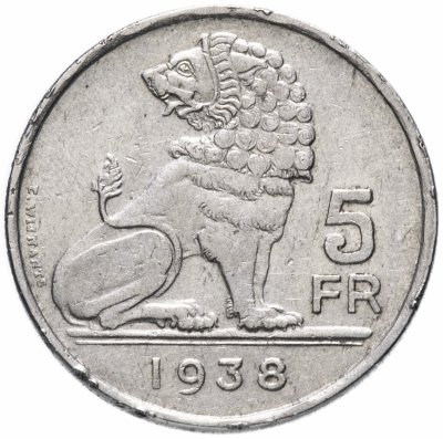 купить Бельгия 5 франков (francs) 1938