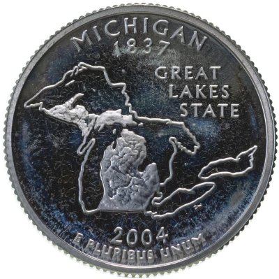 купить США 25 центов (квотер, 1/4 доллара, quarter dollar) 2004 S Квотер штата Мичиган знак монетного двора: "S" - Сан-Франциско