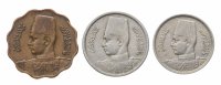 Купить Египет, набор из 3 монет 1941-1943, Король Фарук I
