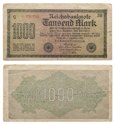купить Германия 1000 марок 1922 года Красный номер