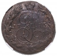 Купить 5 копеек 1773 ЕМ, в слабе ННР MS62BN, Биткин №622