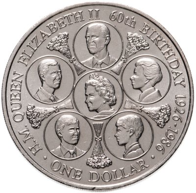 купить Острова Кука 1 доллар (dollar) 1986 60 лет со дня рождения Королевы Елизаветы II