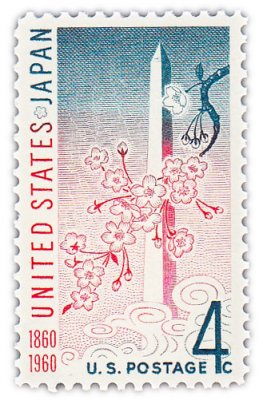 купить США 4 цента 1960 "Монумент Вашингтона и цветущая вишня"