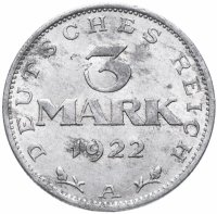 Купить Германия 3 марки (mark) 1922 A "3-я годовщина Веймарской конституции"