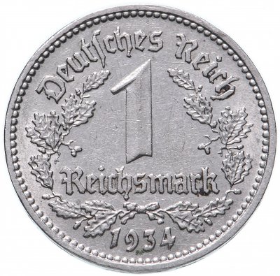 купить Третий рейх 1 рейхсмарка (reichsmark) 1934 D