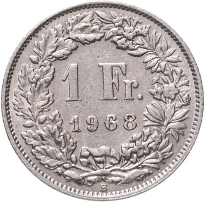 купить Швейцария 1 франк 1968 (B)