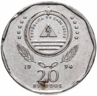 купить Кабо-Верде 20 эскудо (escudos) 1994 "Птицы - Бурая олуша (sula leucogaster)"
