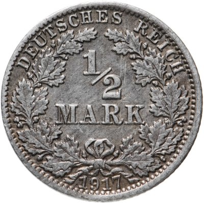 купить Германия 1/2 марки (mark) 1917 A знак монетного двора: "A" - Берлин