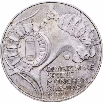 купить Германия 10 марок 1972 "XX летние Олимпийские Игры, Мюнхен 1972 - Стадион" знак монетного двора: "J" - Гамбург