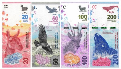 купить Аргентина - набор 20, 50,100, 200 песо 2017-2019 год - "Фауна"