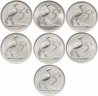 купить ЮАР набор из 7 монет 5 центов (cent) 1981-1988