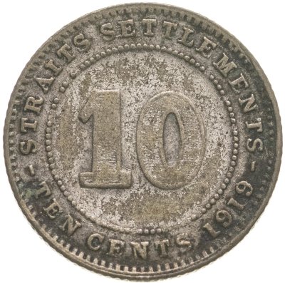 купить Стрейтс Сетлментс 10 центов (cents) 1919