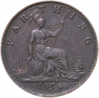 купить Великобритания 1 фартинг (farthing) 1874