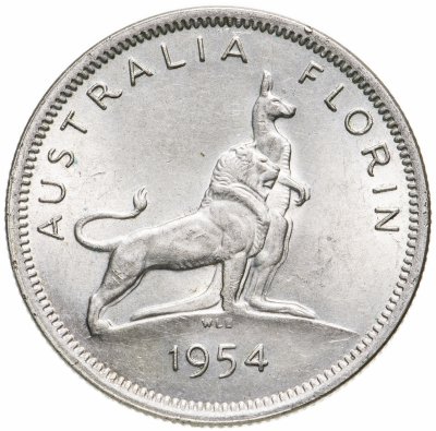 купить Австралия 1 флорин 1954 "Визит королевы Елизаветы II в Австралию"
