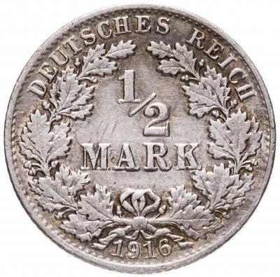 купить Германия (Германская империя) 1/2 марки 1916 "А"