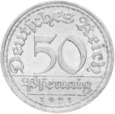 купить Германия (Веймарская республика) 50 пфеннигов 1921 "А"