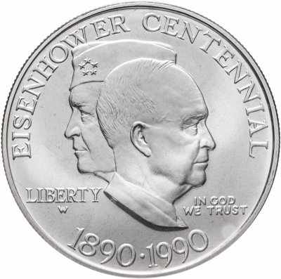 купить США 1 доллар (dollar) 1990 W "100 лет со дня рождения Эйзенхауэра"