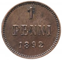 купить 1 пенни (penni) 1892, монета для Финляндии