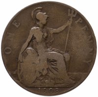 Купить Великобритания 1 пенни (penny) 1908