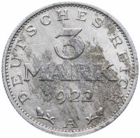 купить Германия 3 марки (mark) 1922 A "3-я годовщина Веймарской конституции"