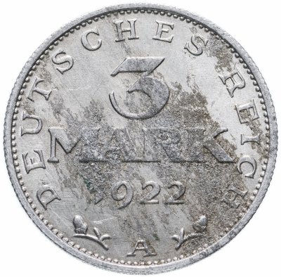 купить Германия 3 марки (mark) 1922 A "3-я годовщина Веймарской конституции"