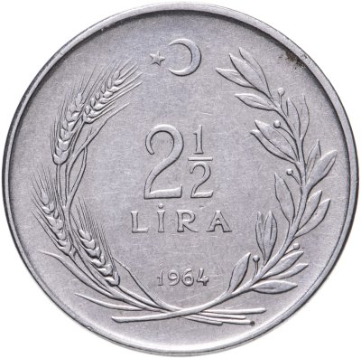 купить Турция 2 1/2 лиры (lirasi) 1964