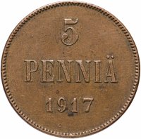 Купить 5 пенни (pennia) 1917 с гербовым орлом